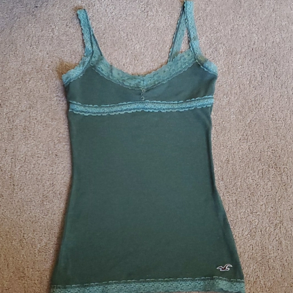 Green lace tank top